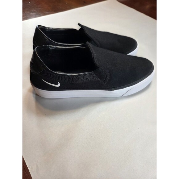 Nike Court Legacy Slip On Sneakers Womens 8.5 Black Canvas Skate Shoes CW6540 - Picture 3 of 6